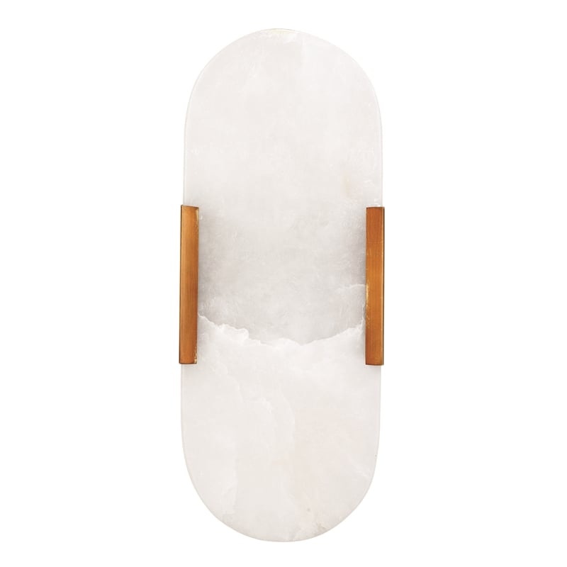 J&D Designs Co Delphi Modern Alabaster Stone/Steel Wall Sconce in Antique Brass