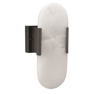 J&D Designs Co Delphi Modern Alabaster Stone/Steel Wall Sconce in Bronze
