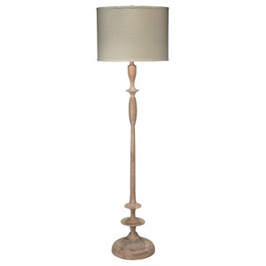 J&D Designs Co Petite Paro Traditional Wood/Linen Floor Lamp in Brown/Natural