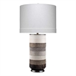 J&D Designs Co Winslow Modern Leather & Steel Table Lamp in Gray/White/Bronze
