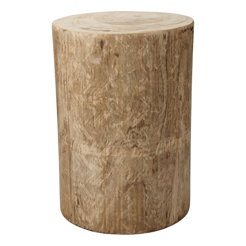 J&D Designs Co Agave Cylinder Traditional Paulownia Wood Side Table in Natural