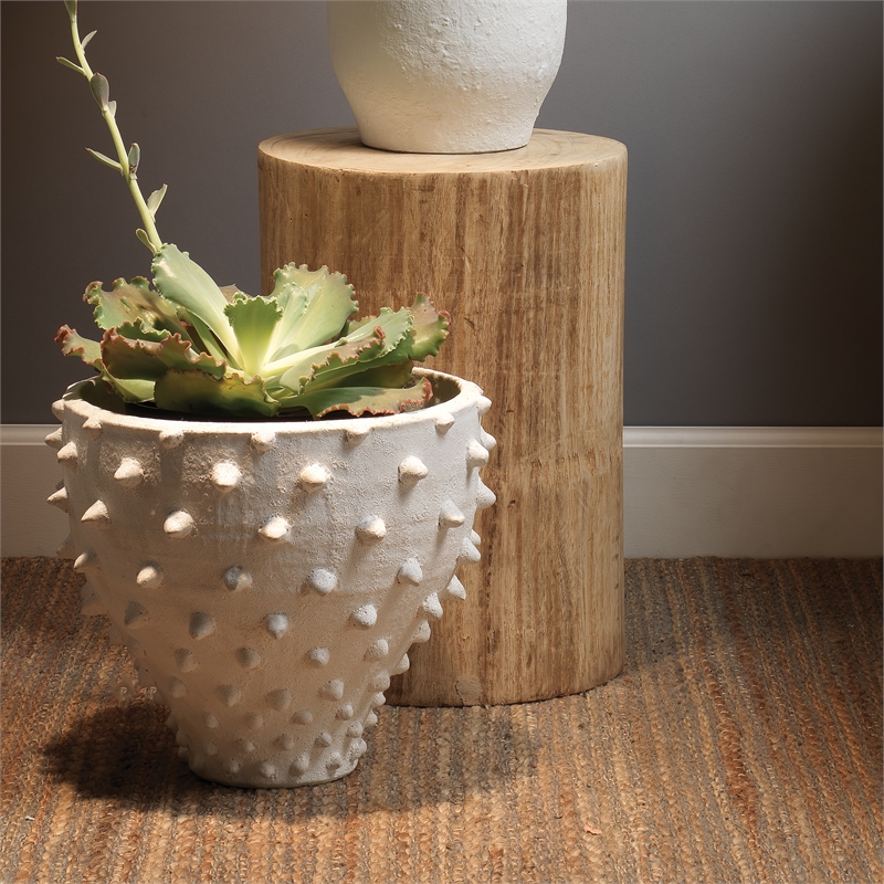 J&D Designs Co Agave Cylinder Traditional Paulownia Wood Side Table in Natural