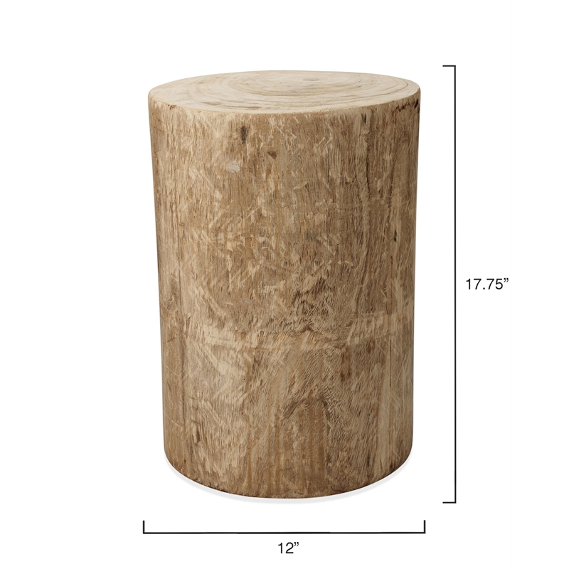 J&D Designs Co Agave Cylinder Traditional Paulownia Wood Side Table in Natural