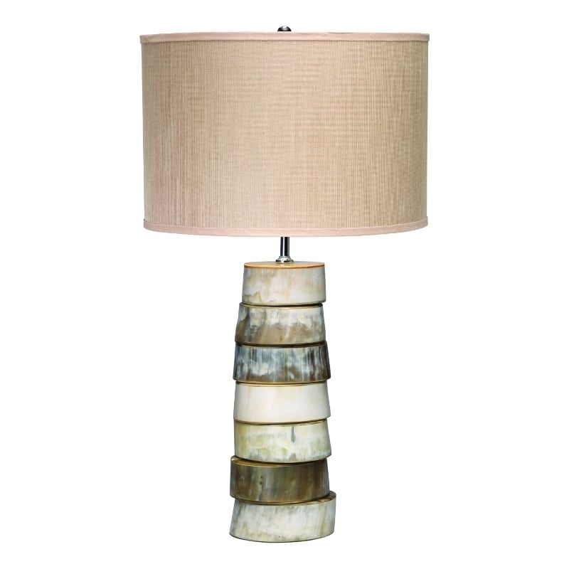 J&D Designs Co Stacked Lacquer Resin & Hemp Table Lamp in Brown/Gray/Cream