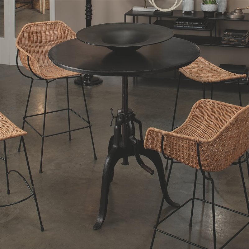 J&D Designs Co Americana Contemporary Metal Crank Table in Gunmetal Gray