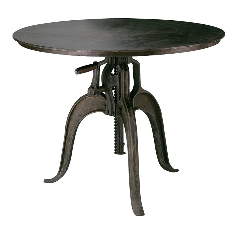 J&D Designs Co Americana Contemporary Metal Crank Table in Gunmetal Gray