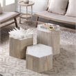 J&D Designs Co Argan Hexagon Wood & Marble Large Table in Natural/White