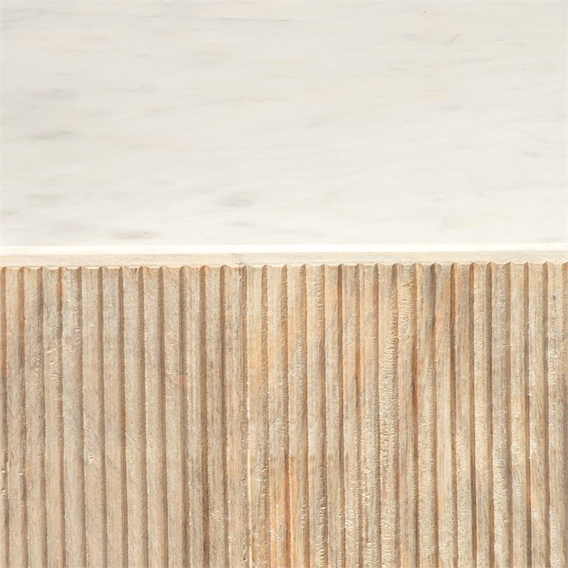 J&D Designs Co Argan Hexagon Wood & Marble Large Table in Natural/White