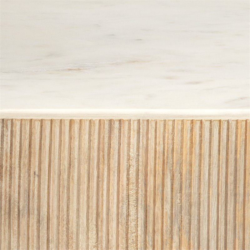 Jamie Young Co Argan Hexagon Wood & Marble Medium Table in Natural/White