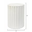 J&D Designs Co Fluted Circular Transitional Stone Side Table in Antique White