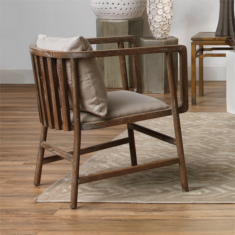 J&D Designs Co Grayson Coastal Driftwood Arm Chair in Natural Gray