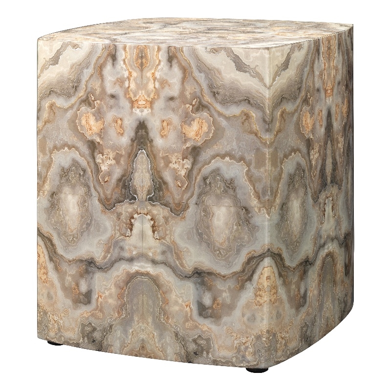 J&D Designs Co Ink Blot Transitional Wood Side Table in Taupe Brown/Gray