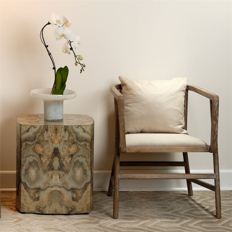 J&D Designs Co Ink Blot Transitional Wood Side Table in Taupe Brown/Gray
