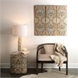 J&D Designs Co Ink Blot Transitional Wood Side Table in Taupe Brown/Gray