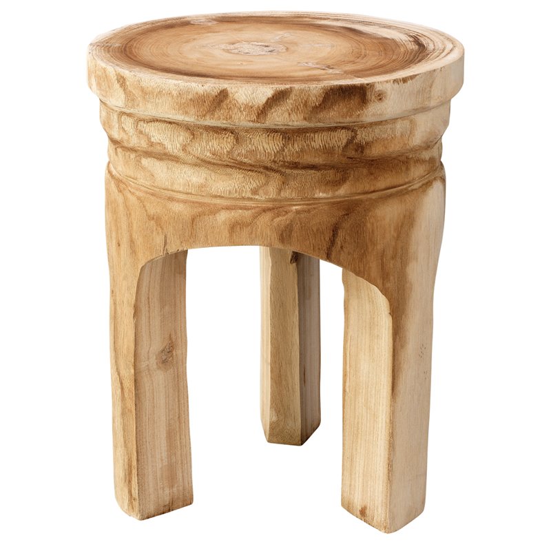 J&D Designs Co Mesa Coastal Rough Wood Wooden Stool in Natural