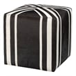 J&D Designs Co Nantucket Upholstered Transitional Leather Ottoman in Brown/White