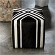 J&D Designs Co Nantucket Upholstered Transitional Leather Ottoman in Brown/White