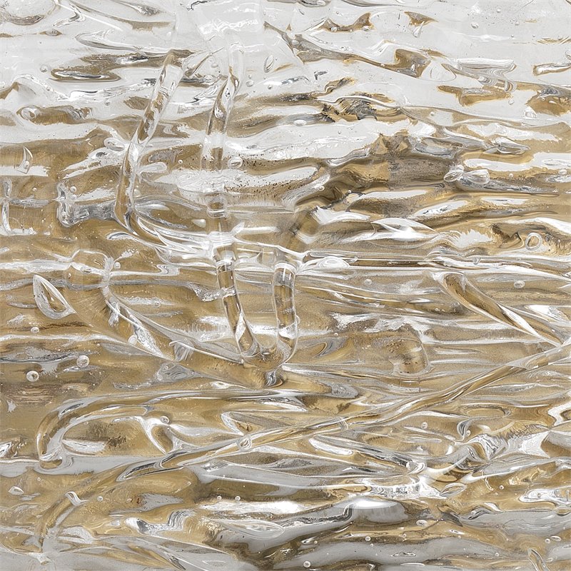 J&D Designs Co Swan Large Curved Glass/Steel Sconce in Clear Textured/Brass