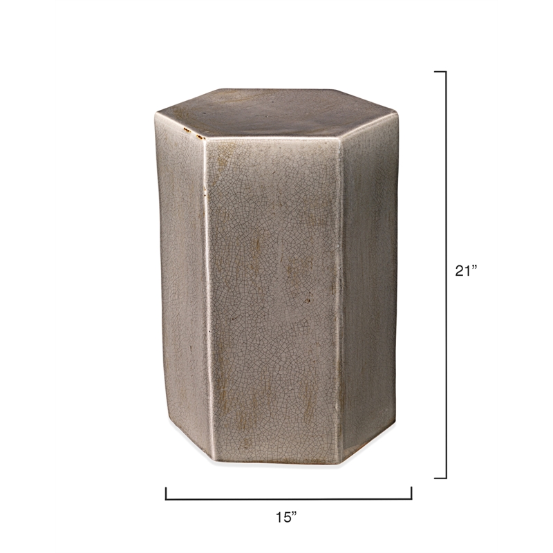 J&D Designs Co Porto Large Transitional Ceramic Side Table in Gray