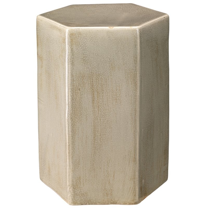 J&D Designs Co Porto Large Transitional Ceramic Side Table in Pistachio Brass