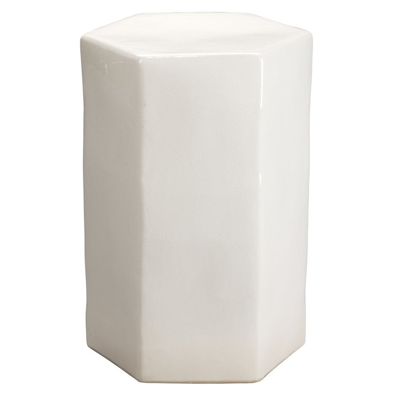 J&D Designs Co Porto Large Transitional Ceramic Side Table in White