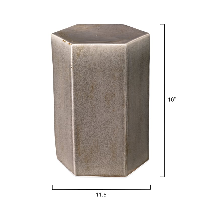 J&D Designs Co Porto Small Transitional Ceramic Side Table in Gray