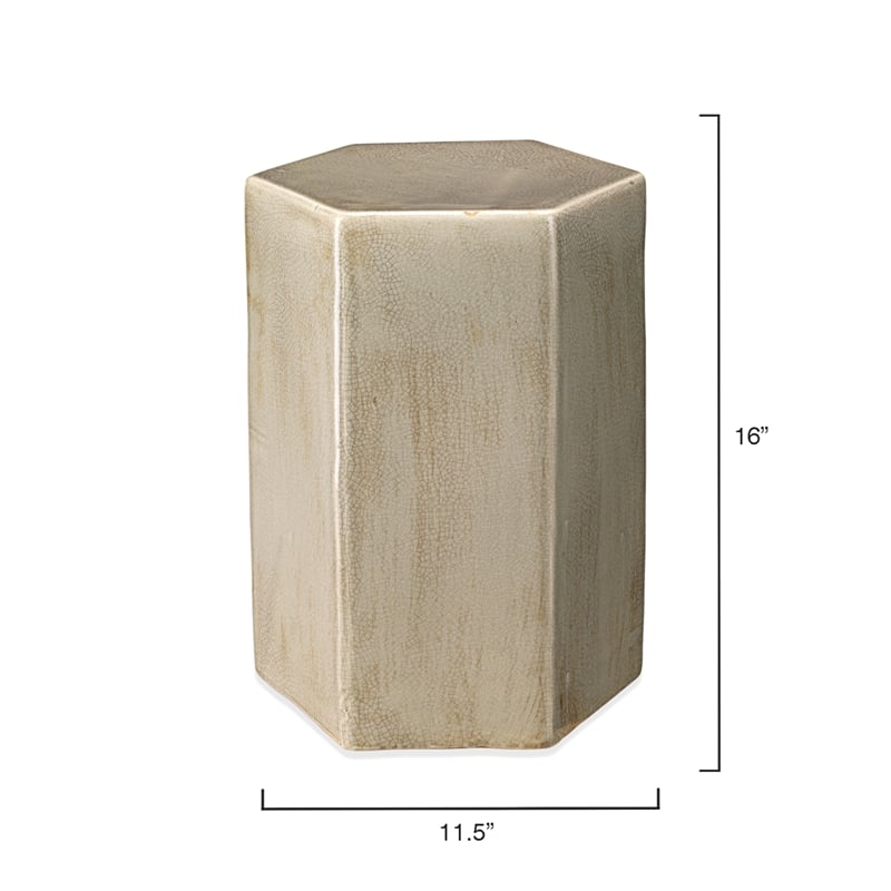 J&D Designs Co Porto Small Transitional Ceramic Side Table in Pistachio Brass