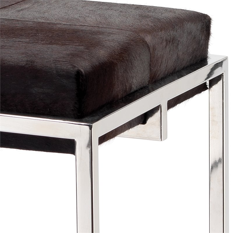 J&D Designs Co Shelby Stainless Steel/Hide Bar Stool in Nickel/Espresso