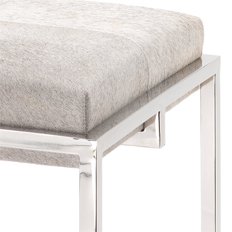 J&D Designs Co Shelby Modern Stainless Steel/Hide Counter Stool in Nickel/Gray