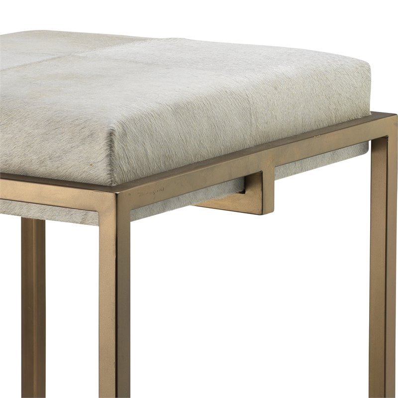 J&D Designs Co Shelby Modern Steel Metal/Hide Counter Stool in Antique Brass
