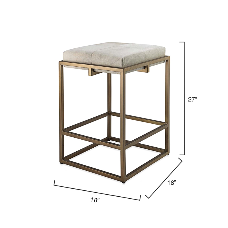 J&D Designs Co Shelby Modern Steel Metal/Hide Counter Stool in Antique Brass