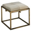 J&D Designs Co Shelby Traditional Metal/Leather Hide Stool in Nickel/White