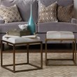 J&D Designs Co Shelby Traditional Metal/Leather Hide Stool in Nickel/White