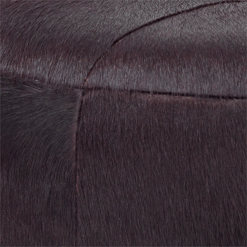 J&D Designs Co Thackeray Small Round Leather Hide Pouf in Espresso