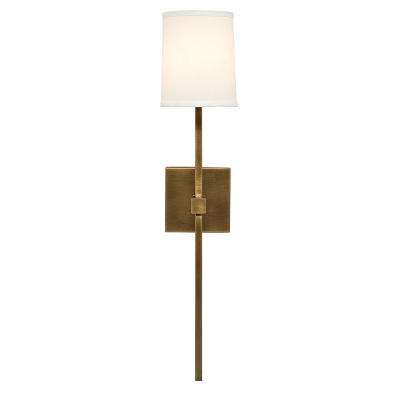 J&D Designs Co Minerva Modern Steel Metal/Fabric Wall Sconce in White/Brass