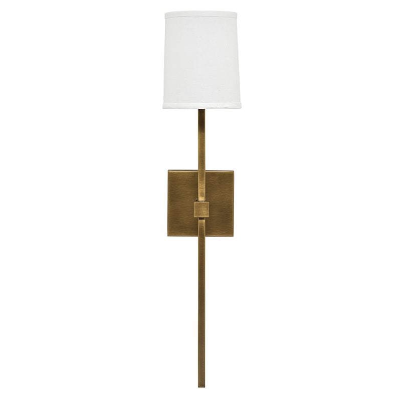 J&D Designs Co Minerva Modern Steel Metal/Fabric Wall Sconce in White/Brass