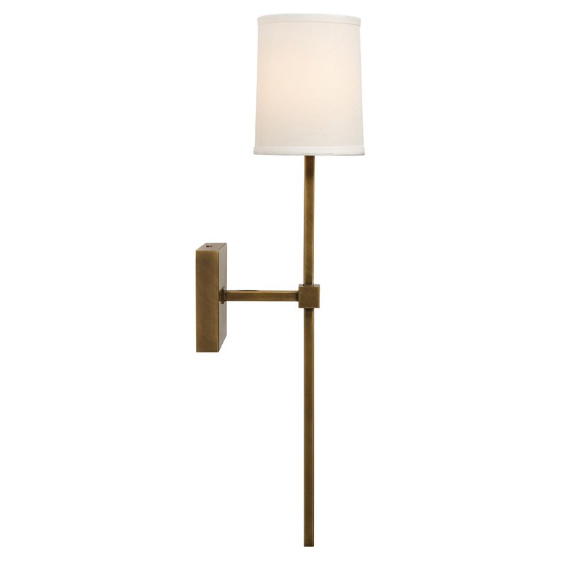J&D Designs Co Minerva Modern Steel Metal/Fabric Wall Sconce in White/Brass