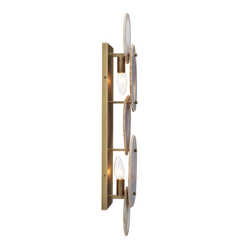 J&D Designs Co Trinity 5-Slice Agate /Steel Metal Wall Sconce in Antique Brass