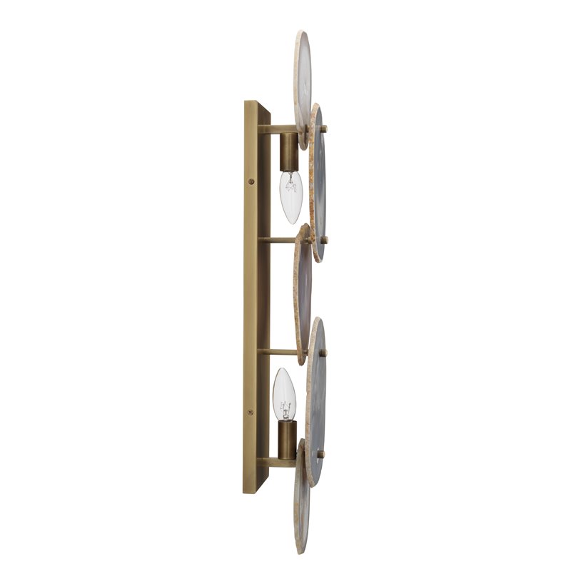 J&D Designs Co Trinity 5-Slice Agate /Steel Metal Wall Sconce in Antique Brass
