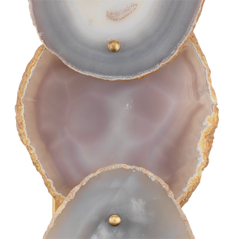 J&D Designs Co Trinity 5-Slice Agate /Steel Metal Wall Sconce in Antique Brass