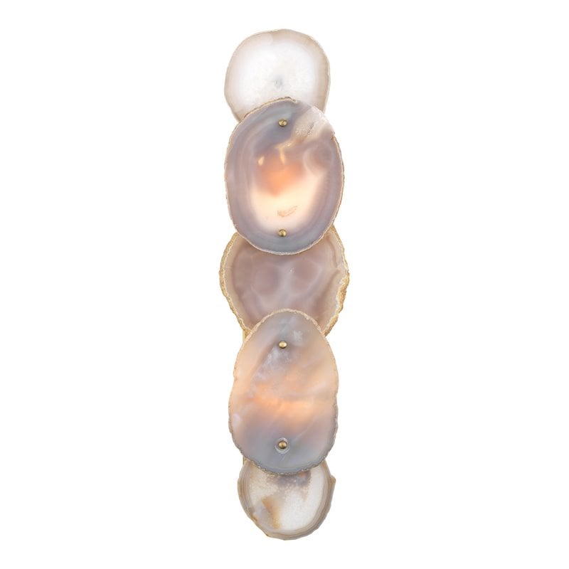 J&D Designs Co Trinity 5-Slice Agate /Steel Metal Wall Sconce in Antique Brass