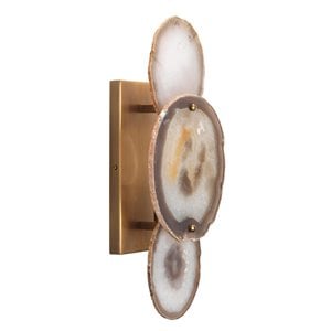 J&D Designs Co Trinity 3-Slice Agate/Steel Metal Wall Sconce in Antique Brass