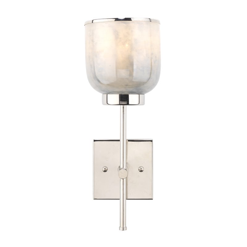 J&D Designs Co Vapor Single Glass/Iron Metal Wall Sconce in Opal/Nickel