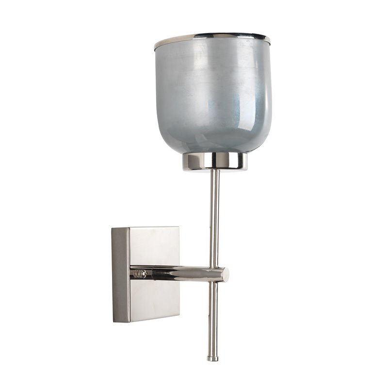 J&D Designs Co Vapor Single Glass/Iron Metal Wall Sconce in Opal/Nickel