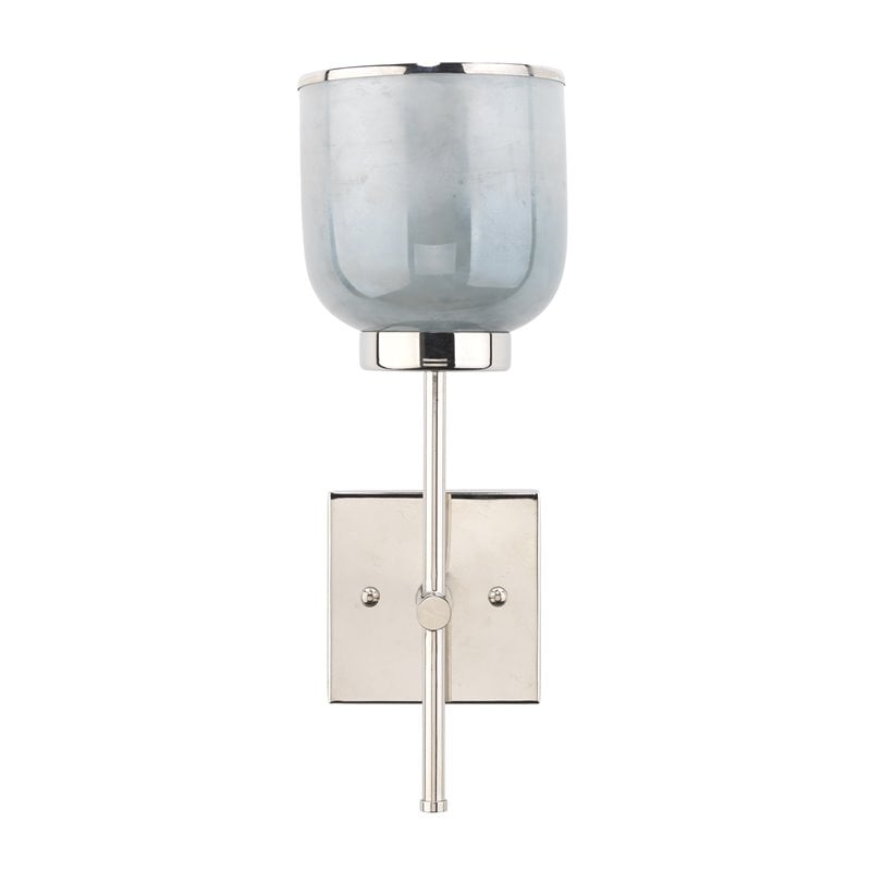 J&D Designs Co Vapor Single Glass/Iron Metal Wall Sconce in Opal/Nickel