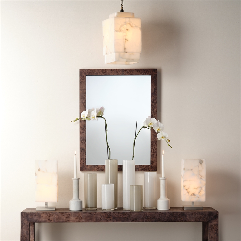 Jamie Young Co Borealis Cube Transitional Alabaster Stone Pendant in White