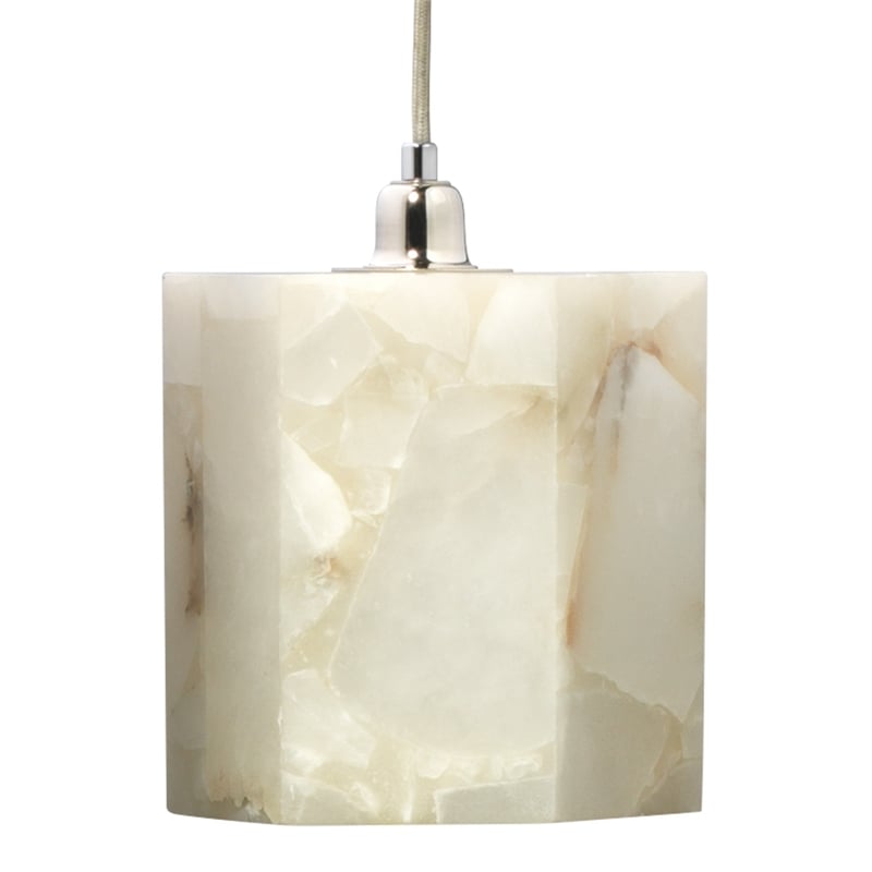 J&D Designs Co Borealis Hexagon Transitional Alabaster Stone Pendant in White
