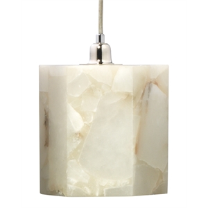 J&D Designs Co Borealis Hexagon Transitional Alabaster Stone Pendant in White