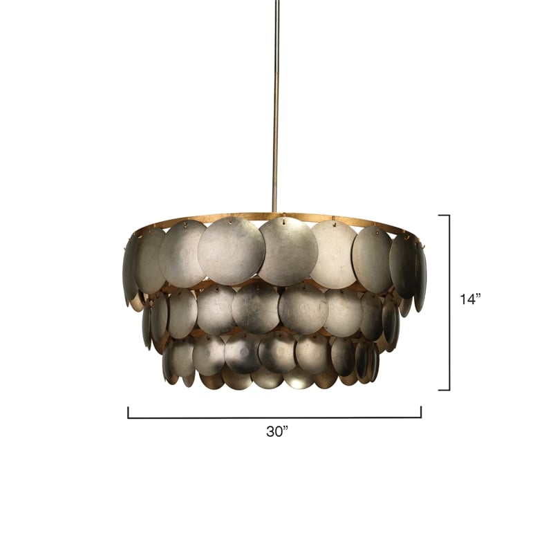 J&D Designs Co Calypso Transitional Iron Metal 3-Tier Chandelier in Gold