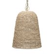 J&D Designs Co Canal Coastal Iron Mango Wood Pendant in Off White Beads